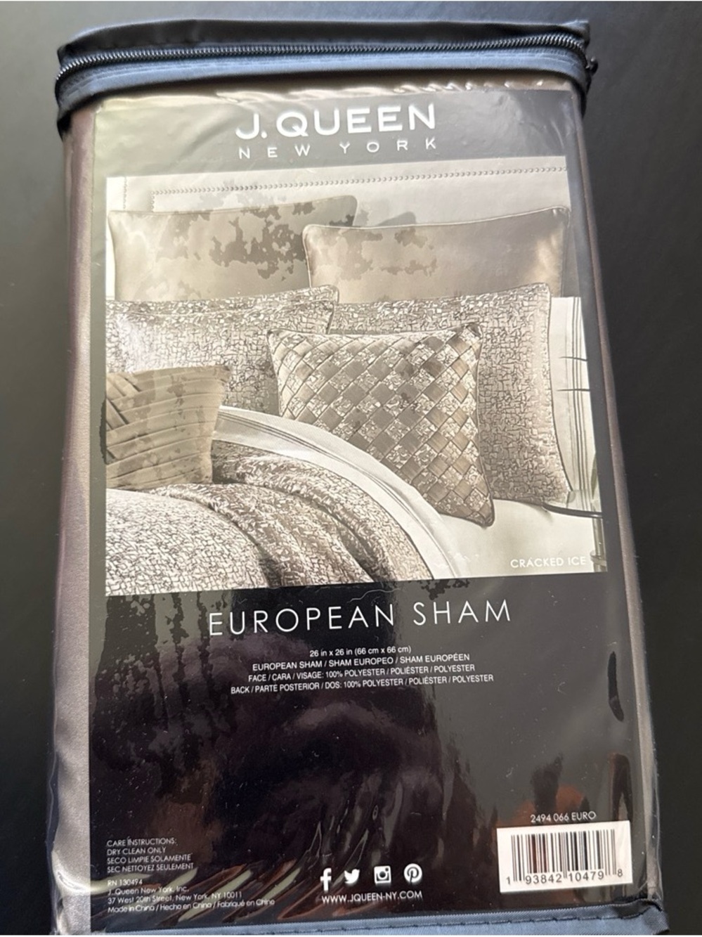 Cracked Ice European Sham - Cream Silver